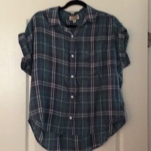 Plaid button up blouse